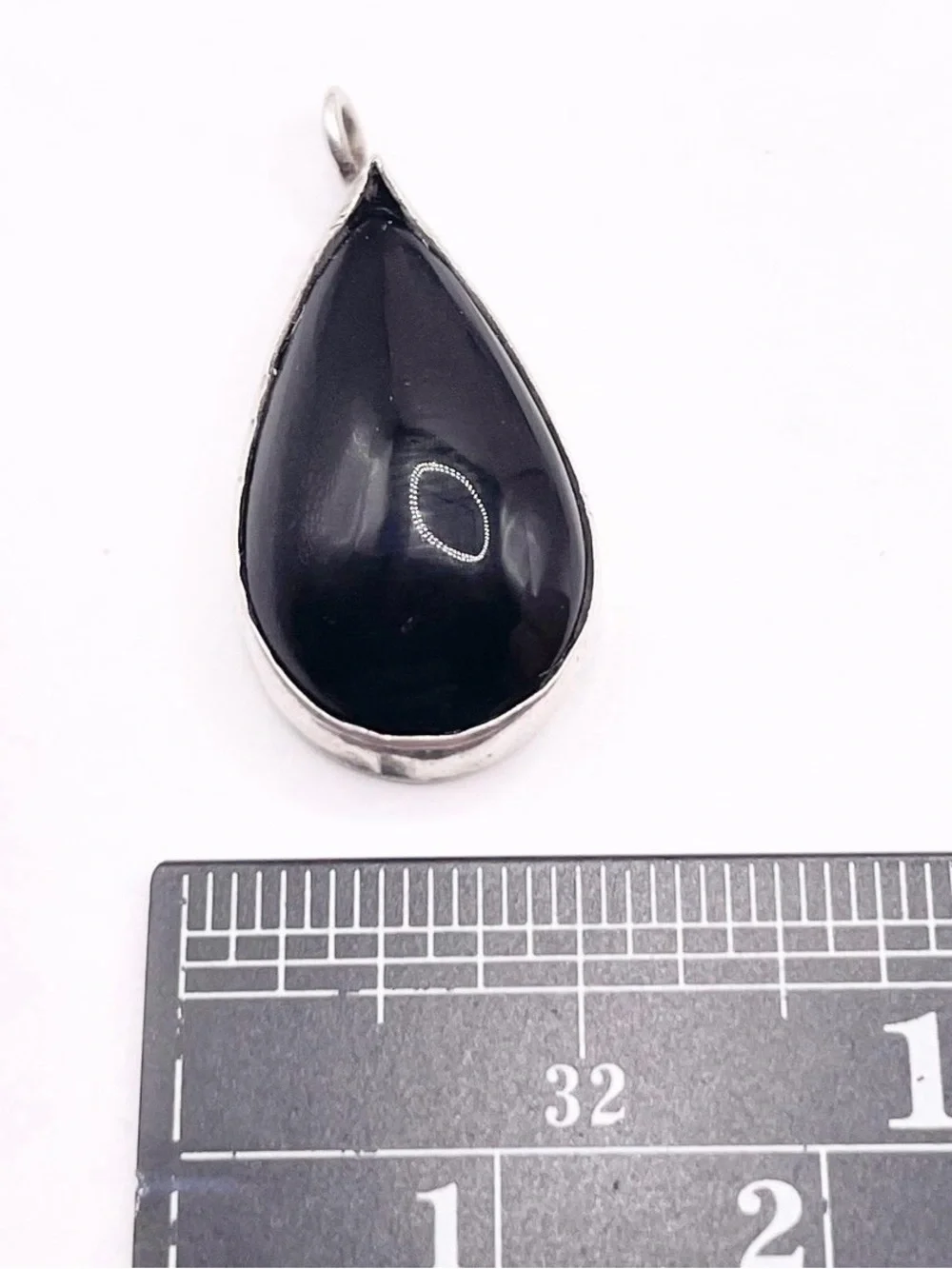Black onyx Teardrop Sterling Silver Pendant